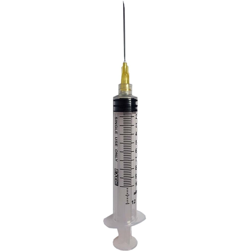 Syringe Hypodermic with Needle ExelInt® 10-12 mL 20G x 1 1/2 Inch Luer Lock Tip Latex Free Sterile (100/BX 8BX/CS) by Exel Corporation  ID 26255